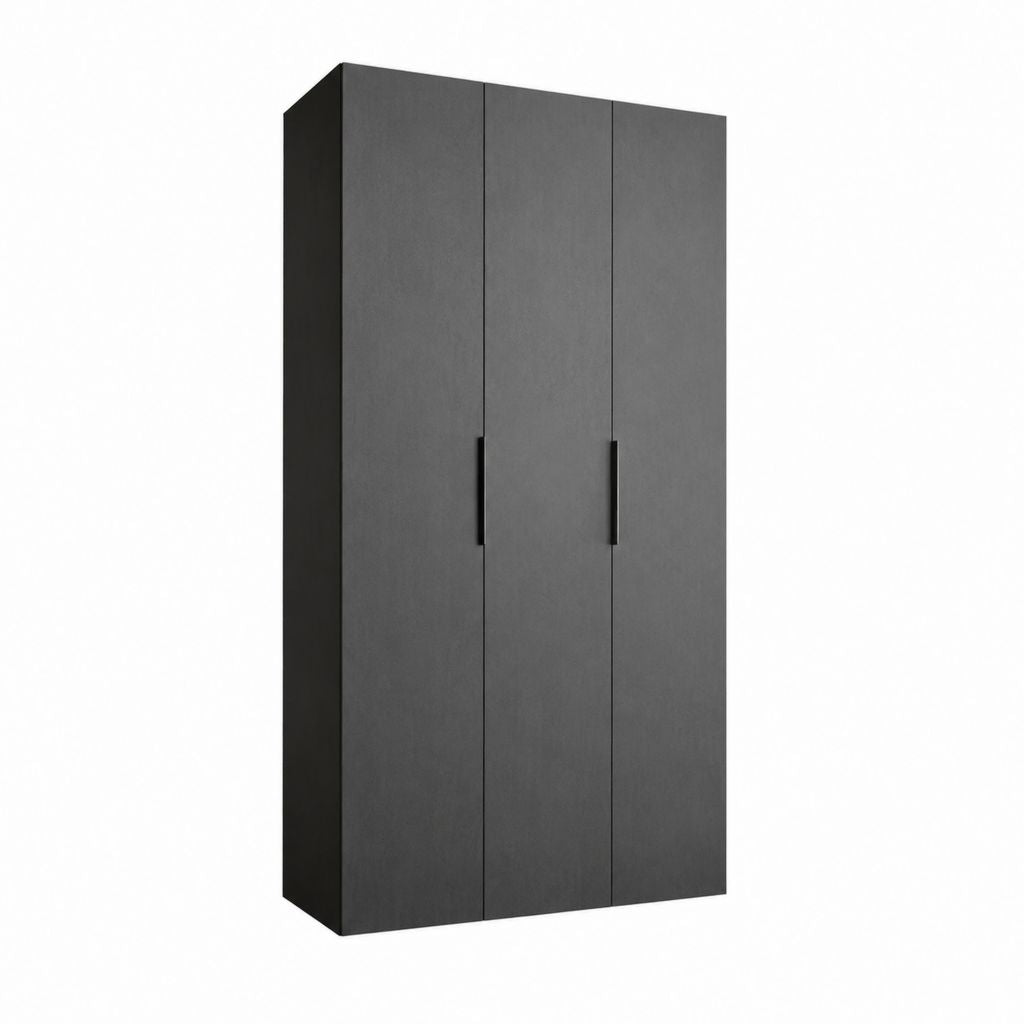 Armoire de chambre 3 portes battantes anthracite en panneaux de particules 120 x 52 x 180 cm