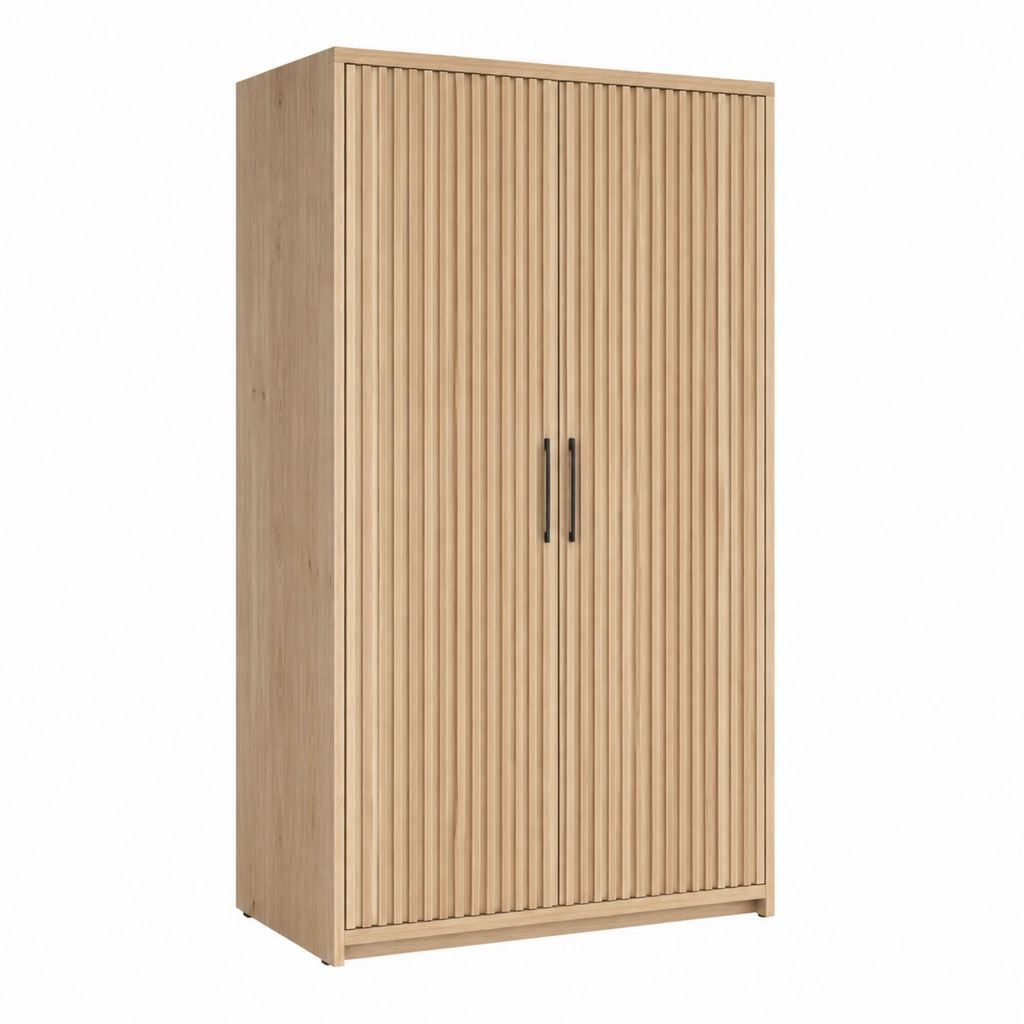 Armoire 2 portes battantes chêne clair en panneaux de particules rectangulaire 100 x 55 x 200 cm