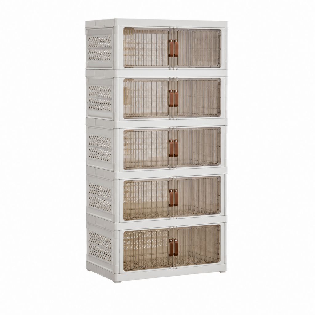 Armoire de rangement 5 niveaux blanche en polypropylène avec portes translucides 50 x 35 x 92 cm