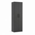 Armoire de chambre 2 portes noire en panneaux de particules rectangulaire 60 x 50 x 180 cm
