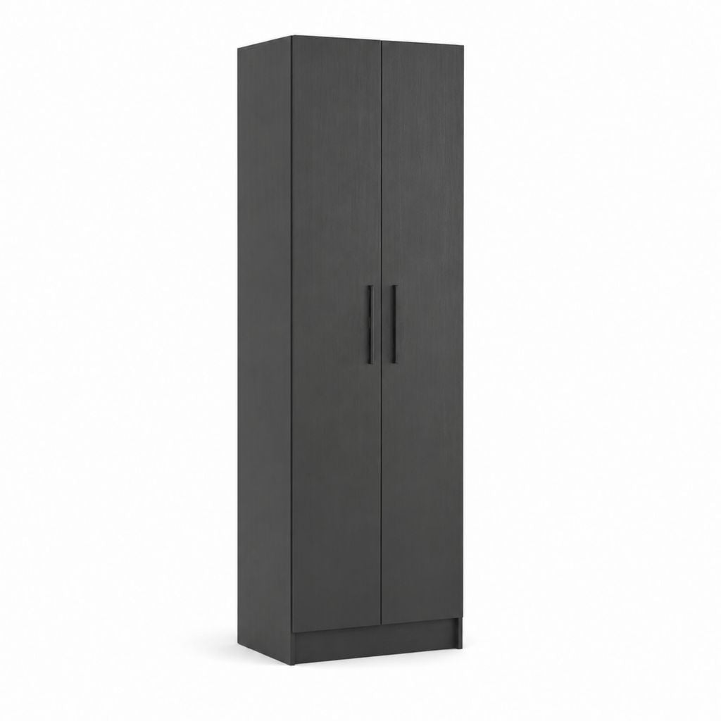 Armoire de chambre 2 portes noire en panneaux de particules rectangulaire 60 x 50 x 180 cm