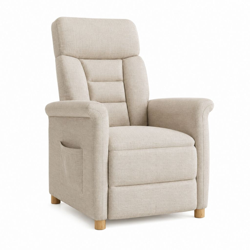 Fauteuil relax inclinable beige en polyester avec repose-pieds 76 x 88 x 105 cm