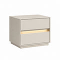 Table de chevet à 2 tiroirs avec éclairage LED beige en MDF rectangulaire 50 x 40 x 50 cm