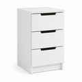 Table de chevet blanche en MDF rectangulaire à 3 tiroirs 40 x 35 x 60 cm