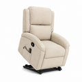 Fauteuil releveur électrique inclinable beige en polyester bouclé 84 x 94 x 108 cm
