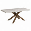 Table à manger rectangulaire blanche effet marbre et noyer 180 x 90 x 76 cm