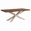 Table à manger rectangulaire marron en bois massif et acier 200 x 100 x 76 cm