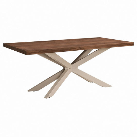 Table à manger rectangulaire marron en bois massif et acier 200 x 100 x 76 cm