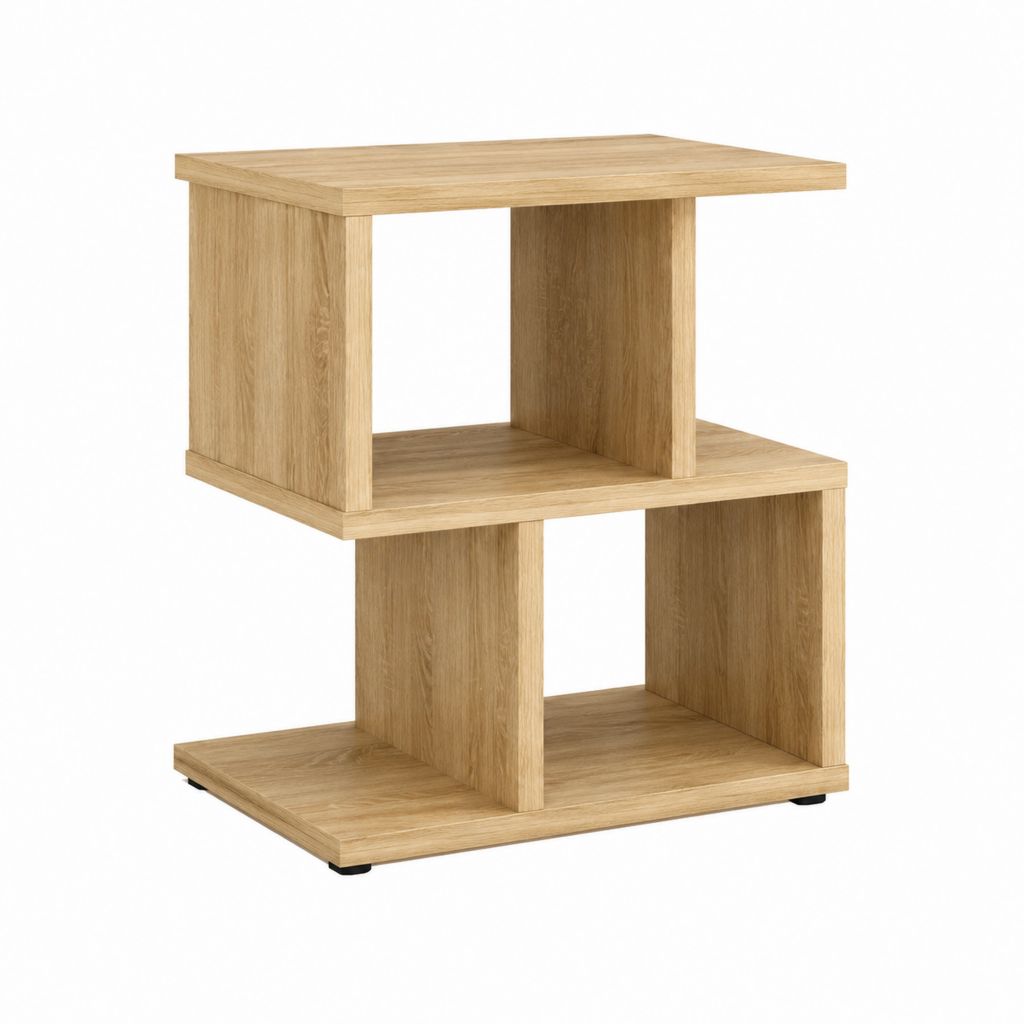 Table de chevet à 2 niches chêne clair en panneaux de particules 40 x 30 x 60 cm