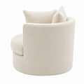 Fauteuil lounge arrondi écru en polyester bouclette avec coussins 82 x 78 x 80 cm