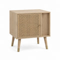 Table de chevet rectangulaire beige en MDF et cannage de rotin 60 x 40 x 60 cm