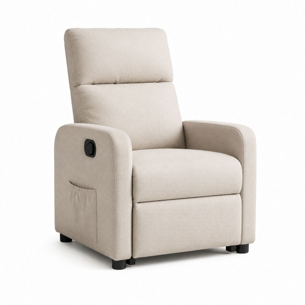 Fauteuil relax inclinable manuel beige en polyester 86 x 93 x 103 cm