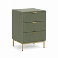 Table de chevet rectangulaire 3 tiroirs vert olive en panneaux MDF 45 x 40 x 65 cm